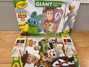 lot 125 image: Lot of Toy Story Jumbo Coloring Books, Crayons, Pencils and Markers