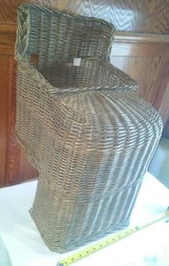 lot 18 image: Antique Wicker Bicycle child carrier.