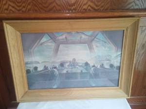 lot 119 image: The Lords supper. Interesting version heavy oak frame