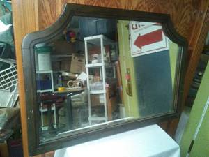 lot 170 image: Wood Mirror. Vintage Look, (45 x 31 x 1.5) Beveled Glass Edge.