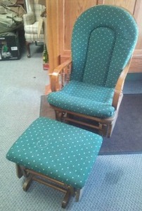 lot 174 image: Bentwood oak Glider Rocker with foot stool