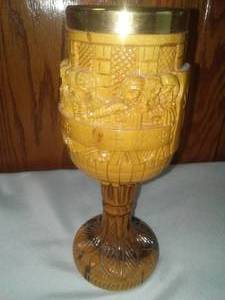 lot 764 image: The Last Supper Wood Carved Chalice.