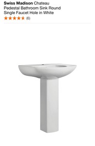 Swiss Madison Bathroom Sink Round Single Faucet Hole in White. See Pictures