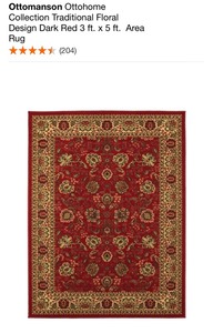 Ottomanson Ottohome Collection Traditional Floral Design Dark Red 3 ft. x 5 ft. Area Rug. See Pictures