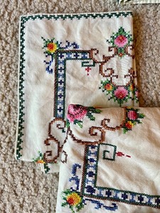 lot 30 image: Creative Cross Stitched Napkins