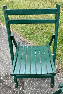 lot 142 image: 2 Green Wooden Chairs
