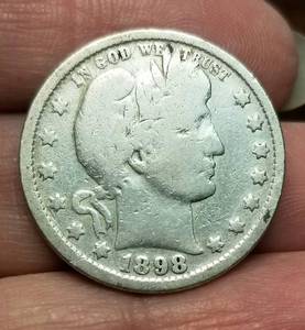 3 SILVER BARBER COINS 1898 QUARTER & 1912-D 1913 DIMES