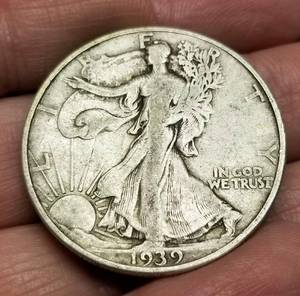 2 WALKING LIBERTY HALF DOLLARS 1939-D 1945