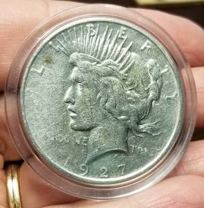 1927-D PEACE SILVER DOLLAR XF DETAILS CLEANED IN AIRTITE
