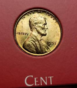 1953-D US WHEAT CENT BU RED