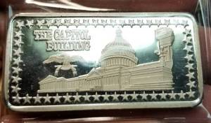 1 TROY OZ. .999 FINE SILVER ART BAR CAPITAL BUILDING