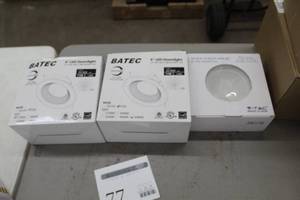 lot 77 image: Lot of (3) 6 LED Downlight Trim Kits (in box)  - Batec LT-US-D611W2XX8Z-04 11W E26, V-Tac VT-DL6-15-940-01