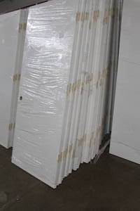 lot 248 image: Lot of (10) Primed Solid Wood Door Blank Left-Hand Swing