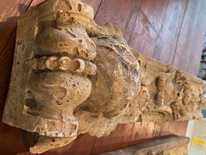 lot 4 image: Two Antique Vintage Architectural Cement Cherub Sconce Mantel Pieces