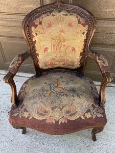 lot 16 image: Antique French UpholsteredNeedlepoint Chair