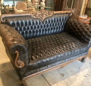lot 1 image: Stunningly Beautiful Antique Fainting Sofa w Dual Drop Down Arms
