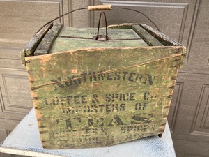 lot 24 image: Antique Northwestern Wooden Tea Box w Handle
