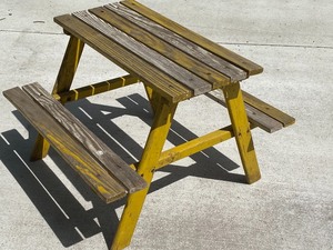 lot 29 image: Vintage Wooden Childrens Picnic Table