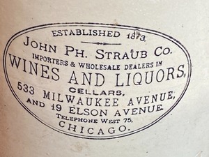 lot 40 image: Red Wing Advertising Jug -John PH. Straub Co Wine and Liquors