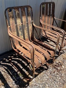 lot 77 image: Pair of Vintage Metal Strap Chairs