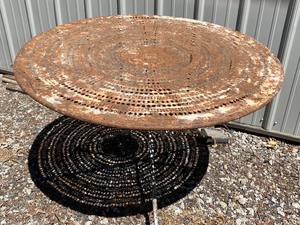 lot 86 image: Vintage Round Metal Folding Table