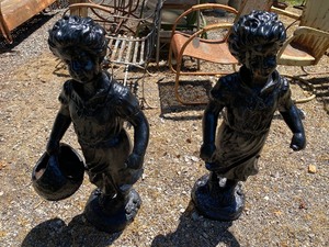 lot 91 image: Pair of Cast Iron Figural Statues