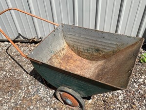 lot 100 image: Vintage Green Steel Wheelbarrow Milfor