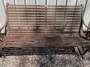 lot 97 image: Vintage Metal Slatted Bench