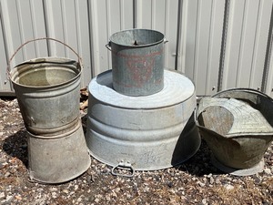 lot 104 image: Five Galvanized Items
