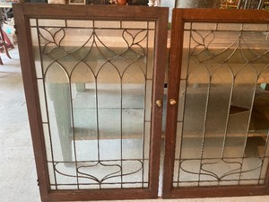 lot 169 image: Pair of Vintage Beveled Leaded Windows