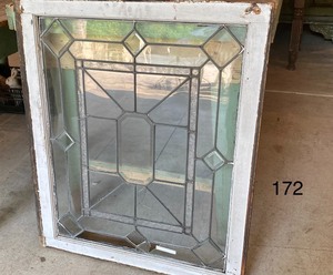 lot 172 image: Vintage Beveled Leaded Textured Window