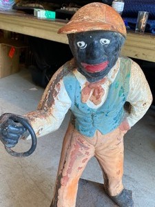 lot 159 image: Vintage Cast Iron Lawn Jockey Black Americana