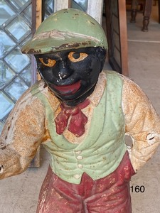 lot 160 image: Vintage Cast Iron Lawn Jockey  Black Americana