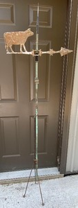 lot 211 image: Vintage Lighting Rod with Cow Figurine and Arrow