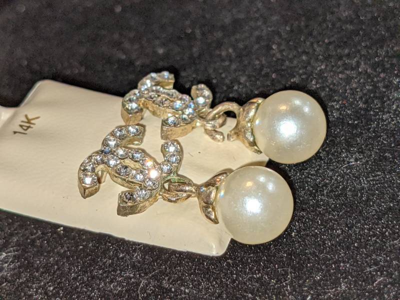 lot 25 image: Chanel Post Earrings