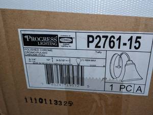 lot 79 image: 2-Pack Progress P2761-15 Tally 1 Light 6 inch Polished Chrome Bath Vanity Wall Light