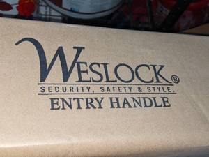 lot 62 image: Weslock Wiltshire Exterior Security Door Entry Handle, Oil-Rubbed Bronze