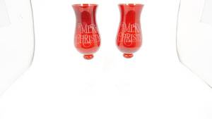 lot 52 image: Two Red Glass Christmas Decorations To Set On Mantle