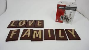 lot 106 image: Parini  Six-Piece Stainless Steel Condiment Set--Love & Family Letters