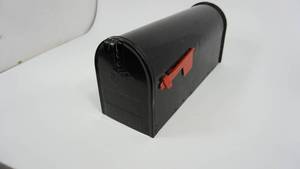 lot 111 image: Black Metal Mailbox With Red Flag