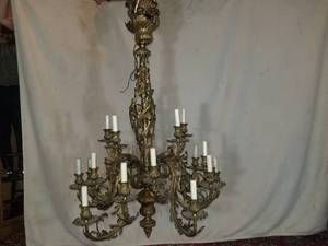 lot 66 image: Very Ornate Brass Chandelier