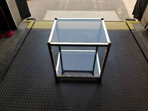 lot 80 image: Smoked Glass and Brass Side Table