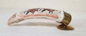 Carved African Gemsbok Antelope Horn