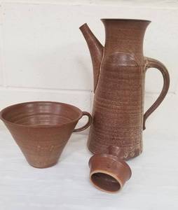 Deneen Art Pottery Stoneware Coffee Pot and Brew Sieve