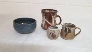 Collection of 4 Stoneware Pottery Pieces