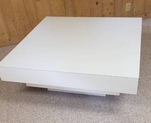 Retro White Laminate Tiered Step Cocktail Table