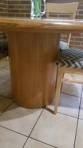Italian A. Sibau Dining Chairs and Retro Round Cylinder Table
