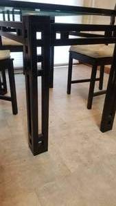 Black Asian Inspired Glass Top Dining Table &  4 Chairs