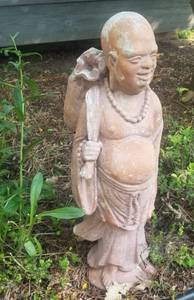 Concrete Garden Statue  Standing Buddha with Prosperity Pouch