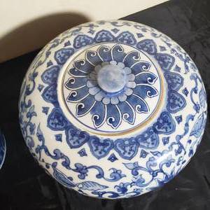 Asian Blue & White Pumpkin Jars